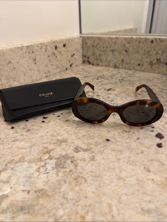 Celine Accessories - Celine Oval Tortoiseshell Sunglasses with Dark Lenses